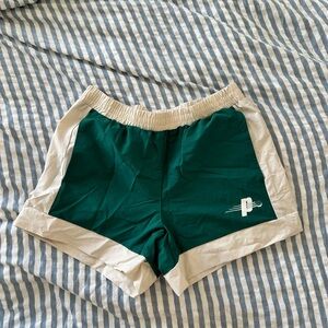 Prince Green and Cream Retro Athletic Shorts